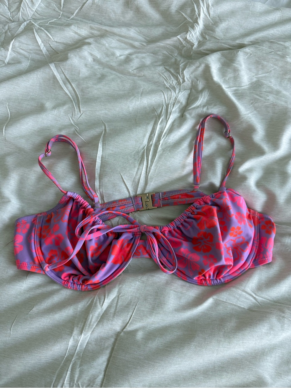 Kulani Kinis Pink and Purple Floral Bikini Top